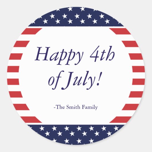 スター&ストライプメモリアルデー7月4日ステッカー ラウンドシール (正面)
