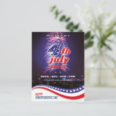 スター、ストライプ花火、7月の4日の招待 ポストカード (スタンド正面)