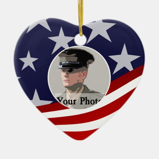 スター&ストライプUSA /軍隊祈りの言葉 セラミックオーナメント (正面)