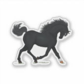 スター&ソックブラック付きトロッティング黒馬美しい シール (正面)