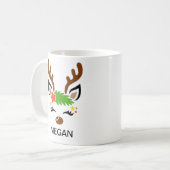 スター・トナカイの顔 名前入り ホリデー コーヒーマグカップ (正面左)