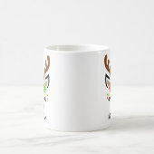 スター・トナカイの顔 名前入り ホリデー コーヒーマグカップ (中央)