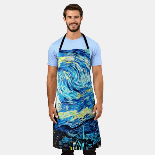 スター・ナイト、ファン・ゴッホの有名なアートワーク エプロン (着用した状態)