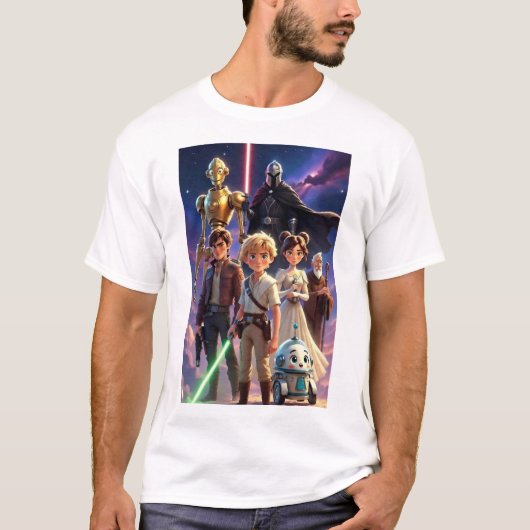 スター・バトル | 空想的宇宙冒険クルー Tシャツ (正面)