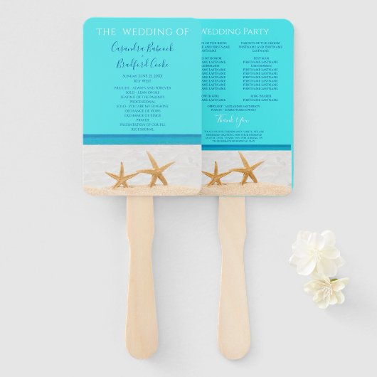 スター・フィッシュ・ビーチ・ウェディング 式プログラム 手扇 ハンドファン (正面&裏面)
