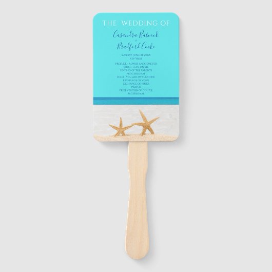 スター・フィッシュ・ビーチ・ウェディング 式 プログラム 手扇 ハンドファン (正面)