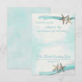 スター・フィッシュ・リボン&レースのDIY着席案内カード 招待状 (正面/裏面)