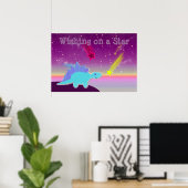 スター・ブルーの漫画の恐竜のポスターを願う ポスター (ホームオフィス)