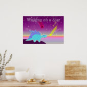 スター・ブルーの漫画の恐竜のポスターを願う ポスター (キッチン)