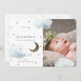 スター&ブルークラウドフォトボーイベビー発表 招待状