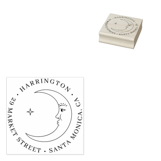 スター&ムーンラウンドファミリーネーム差出人住所 ラバースタンプ (押印)