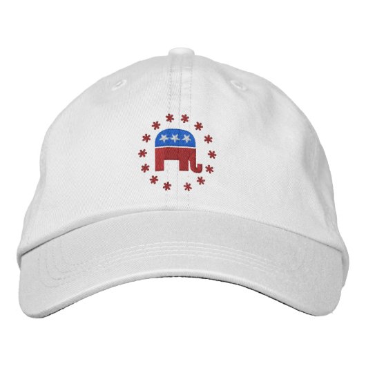 スター・ロゴ付き共和党ゾウ 刺繍入りキャップ (正面)