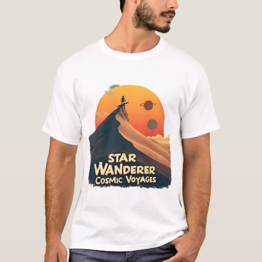 スター・ワンダラー: レトロ宇宙Tシャツ Tシャツ (正面)