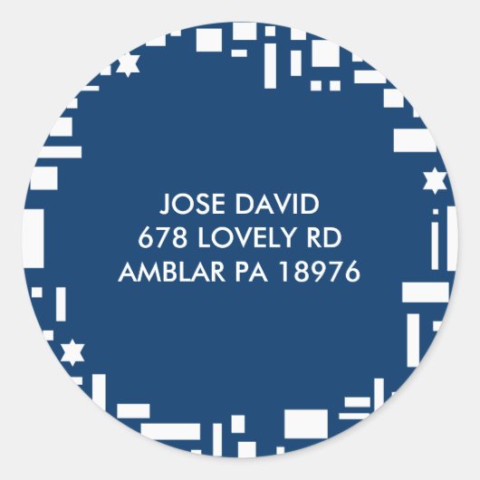 スター&正方形リプライRETURN ADDRESステッカー封印 ラウンドシール (正面)