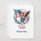 スター&誕生日ストライプ愛国少年ありがとう サンキューカード (正面)