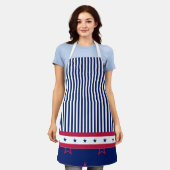 スター&赤白青ストライプ愛国的グリル エプロン (着用した状態)