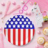 スターNストライプ赤白青 ペーパープレート (パーティー)