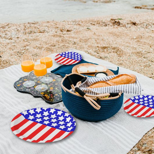 スターNストライプ赤白青 ペーパープレート