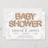 スターnバラ金箔バルーンタイプ赤ちゃんシャワー 招待状 (正面)