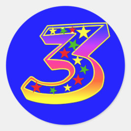 スターNumber 3ステッカー ラウンドシール