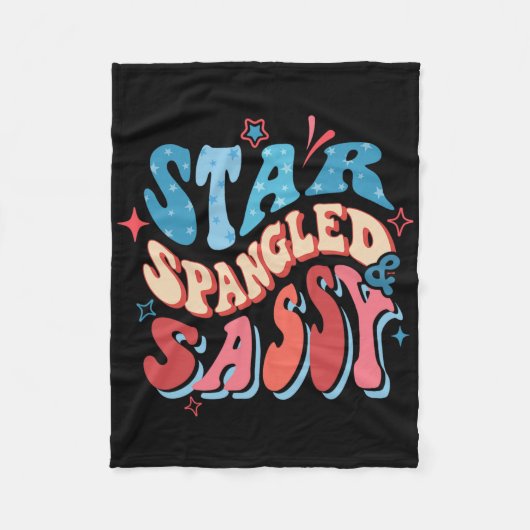 スターSpangledとSy独立の日Groovy 4th O フリースブランケット (正面)