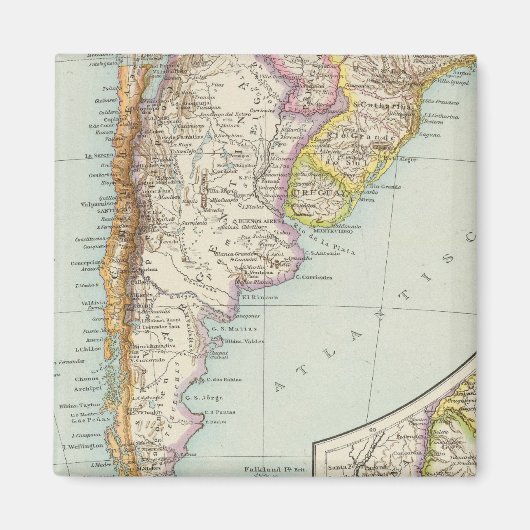 スダメリカBlatt – 南米の地図 マグネット (正面)