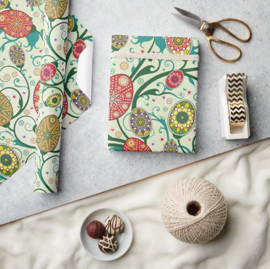 スチカラフルカンジナビア復活卵 ラッピングペーパー (クラフト)