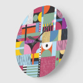 スチカラフルカンジナビア:明るいパターンのミックス。 ラージ壁時計 (傾斜)