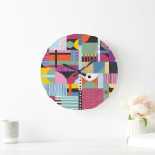 スチカラフルカンジナビア:明るいパターンのミックス。 ラージ壁時計 (ホーム)
