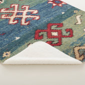 スチカラフルールブルー淡緑市松模様に  シェルパブランケット (3/4)