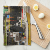 スチッキーホルムールハーバーアイスランドティータオル キッチンタオル (四つ折り)