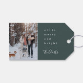 スチミニマルカンジナビアの森の緑の写真 ギフトタグ (正面(横))