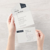 スチミニマルンチ白黒モノグラ結婚ム オールインワン招待状 (貼ってはがせる)