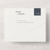 スチミニマルンチ白黒モノグラ結婚ム オールインワン招待状 (裏面)