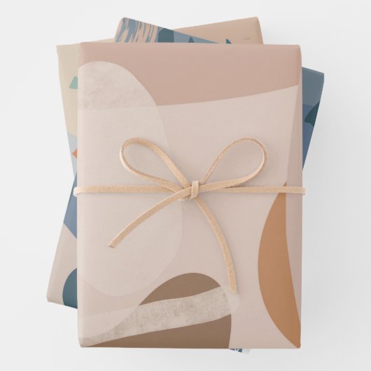 スチミニマルンディベージュクリーム素朴抽象芸術形状 ラッピングペーパーシート (インサイチュ)