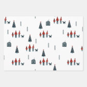 スチモダンエレガントカンジナビアのファミリーブルーレッドベージュ ラッピングペーパーシート (正面2)