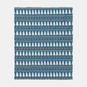 スチモダンカンジナビアのクリスマスツリーパターンブルー フリースブランケット (正面)