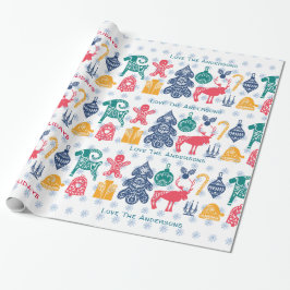 スチモダンカンジナビアのクリスマスフォークアートペーパーカット ラッピングペーパー