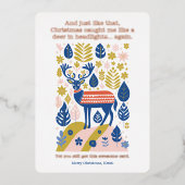 スチモダンカンジナビアのトナカイのクリスマスバラ金ゴールド 箔シーズンカード (正面)