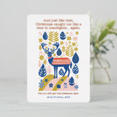 スチモダンカンジナビアのトナカイのクリスマスバラ金ゴールド 箔シーズンカード (立ち正面)