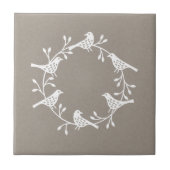 スチモダンカンジナビアの鳥とローズヒップリース タイル (正面)