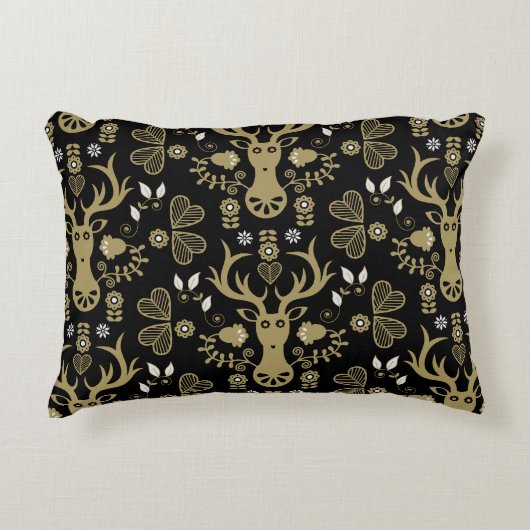 スチモダンカンジナビアフォークアートディアー アクセントクッション (正面)