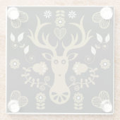 スチモダンカンジナビアフォークアートディアー ガラスコースター (裏面)