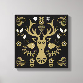 スチモダンカンジナビアフォークアートディアー キャンバスプリント
