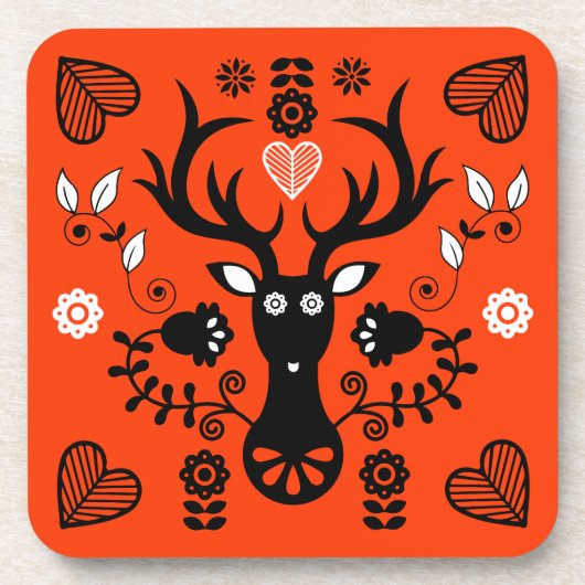 スチモダンカンジナビアフォークアートディアー コースター (正面)