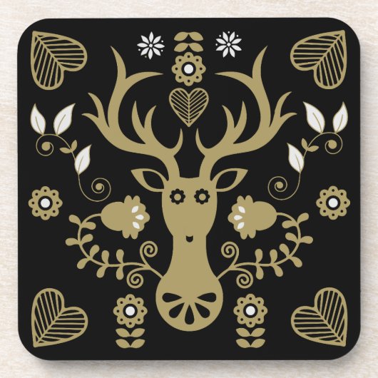 スチモダンカンジナビアフォークアートディアー コースター (正面)