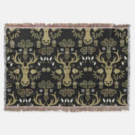 スチモダンカンジナビアフォークアートディアー スローブランケット