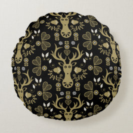 スチモダンカンジナビアフォークアートディアー ラウンドクッション