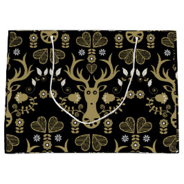 スチモダンカンジナビアフォークアートディアー ラージペーパーバッグ