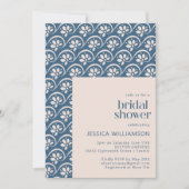 スチモダンカンジナビアブルーフローラブライダルシャワー 招待状 (正面)
